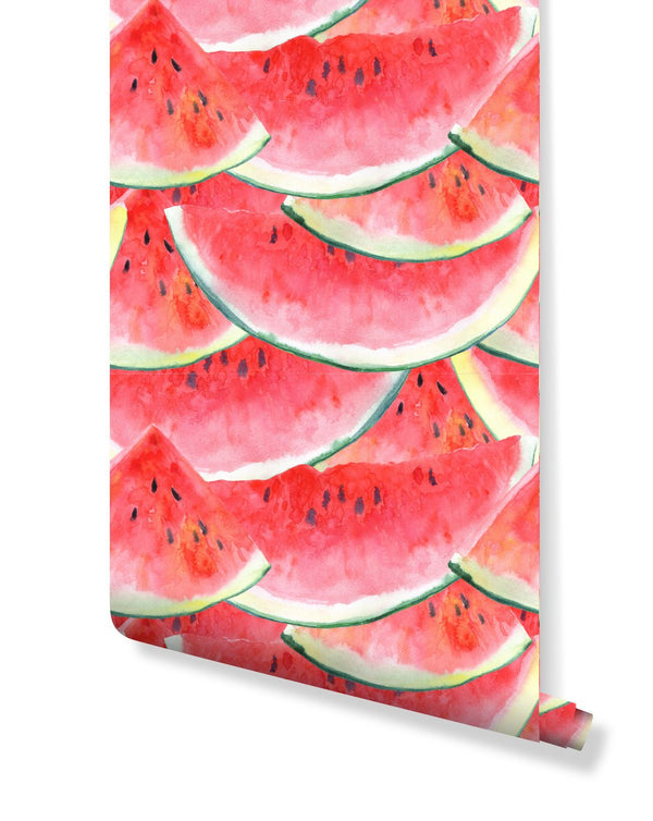 Watercolor Watermelon Slices Wallpaper CC051 - CostaCover - Peel and stick Removable Wallpaper - Abstract - adhesive wallpaper - baby wall decor