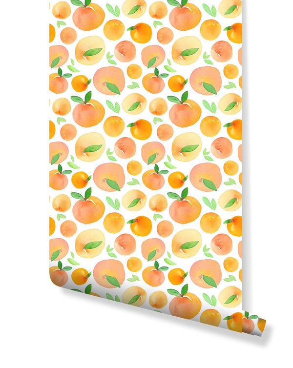 Orange Fresh Fruits Wallpaper CC075 - CostaCover - Peel and stick Removable Wallpaper - Backsplash panels - bathroom wallpaper - bedroom interior