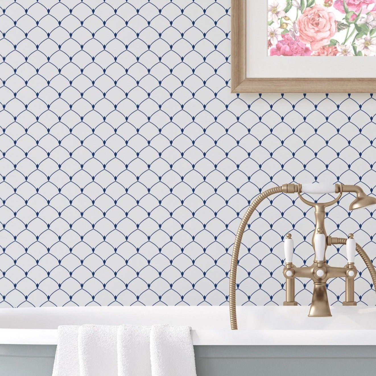 Art Deco Scallop Wallpaper with geometric tile-inspired pattern