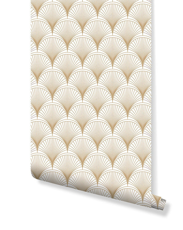 Luxury Gold Scallops Wallpaper CC125 - CostaCover - Peel and stick Removable Wallpaper - Abstract - abstract wallpaper - art deco