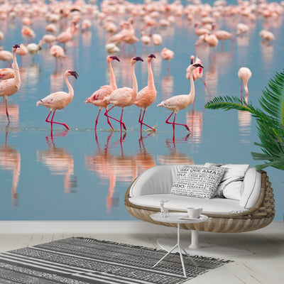 Self Adhesive Tropical Pink Flamingos Wall Mural CCM004
