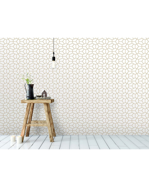 Geometry Gold Hexagon Wallpaper CC102 - CostaCover - Peel and stick Removable Wallpaper - Abstract - abstract wallpaper - adhesive wallpaper
