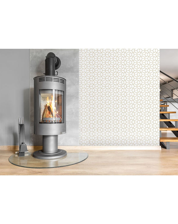 Geometry Gold Hexagon Wallpaper CC102 - CostaCover - Peel and stick Removable Wallpaper - Abstract - abstract wallpaper - adhesive wallpaper