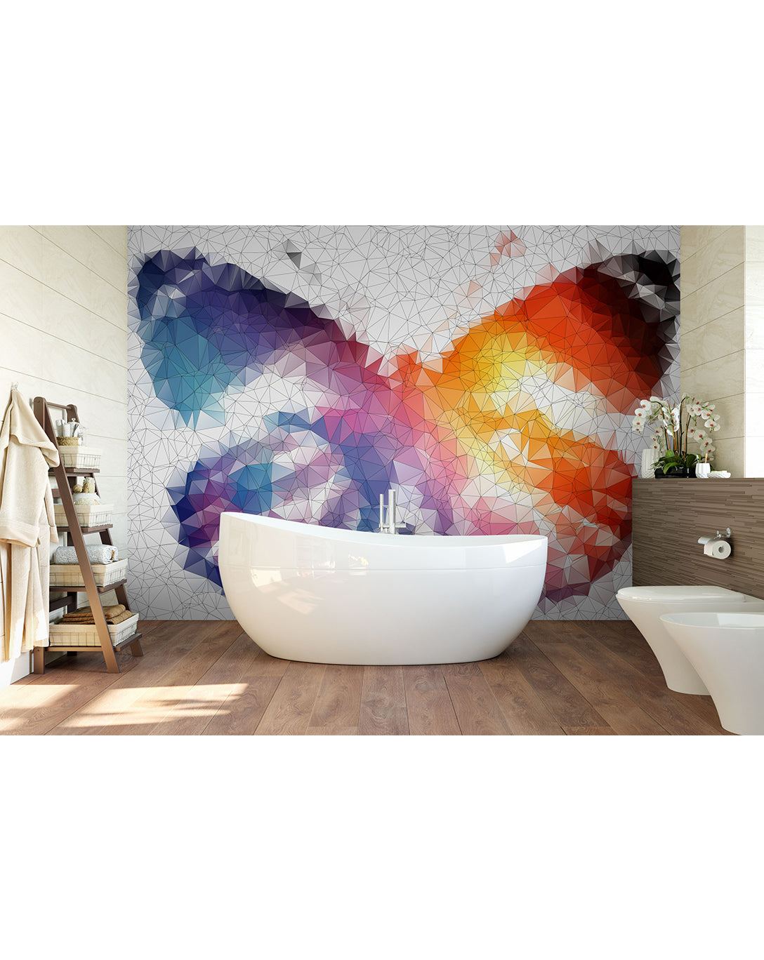 Abstract Butterfly Self Adhesive Wall Mural, Colorful Geometric Vector Art Wall Decal, Peel and Stick Mosaic Wallpaper Sticker CCM010