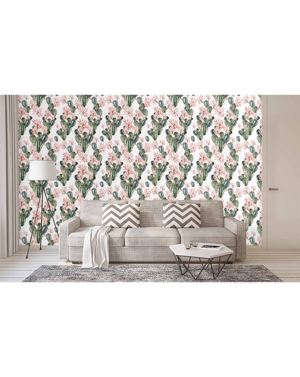 Watercolor Blooming Cactus Wallpaper CC052 - CostaCover - Peel and stick Removable Wallpaper - baby wall decor - bathroom wallpaper - bedroom interior