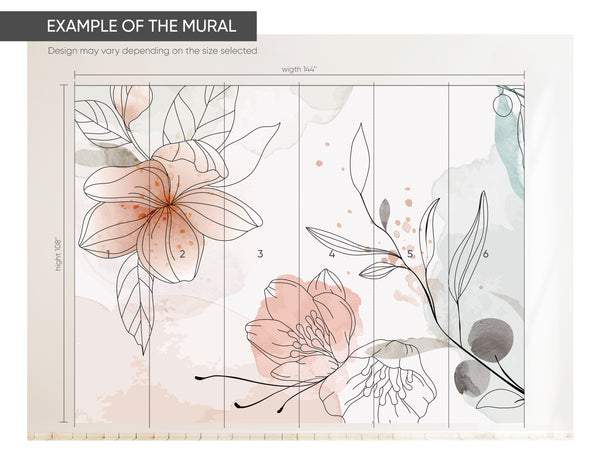 Large Pink Flowers Wall Mural CCM098 - CostaCover - Peel and stick Removable Wallpaper - 3d wall murals - 3d wall painting - abstract lines