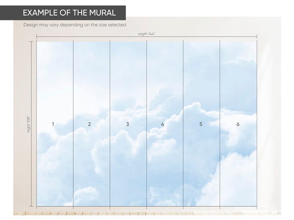 Pastel Blue Sky & Clouds Wall Mural CCM023 - CostaCover - Peel and stick Removable Wallpaper - Abstract - abstract wallpaper - accent wallpaper