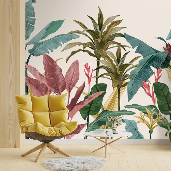 Tropical Banana Leaf Wall Mural CCM076 - CostaCover - Peel and stick Removable Wallpaper - adhesive wallpaper - Banana leaves wallpaper - best removable wallpaper