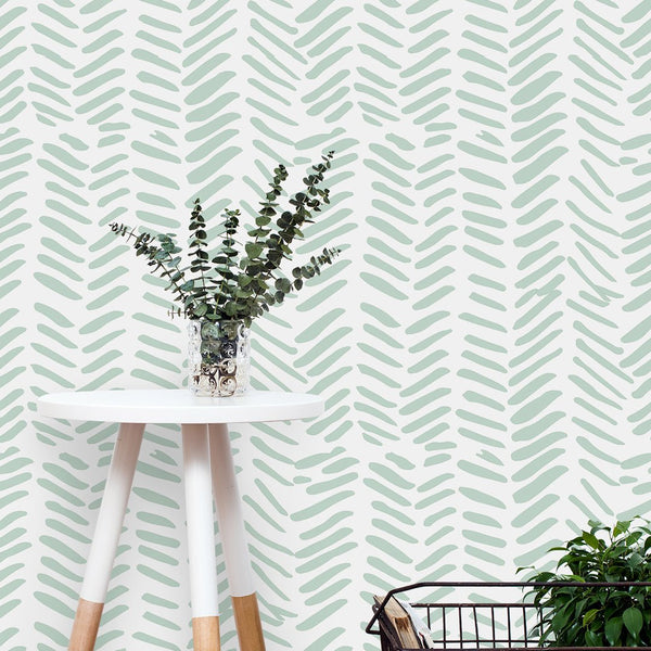 Herringbone Green Chevron Wallpaper CC020 - CostaCover - Peel and stick Removable Wallpaper - adhesive wallpaper - adhesive wallpaper design - baby bedroom