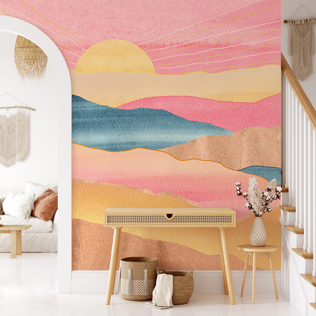 Colorful Mountains & Sunset Wall Mural CCM114