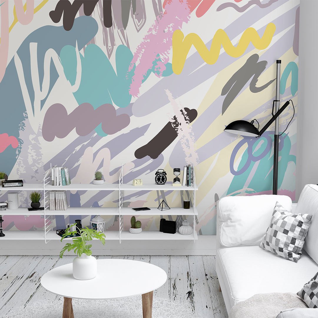 Colorful Painting Wall Mural with abstract brush strokes