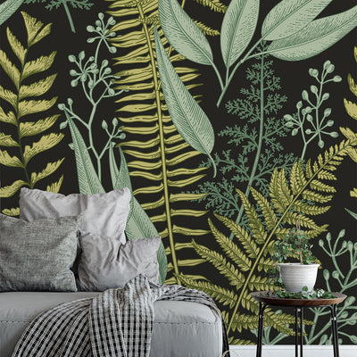 Self Adhesive Fern Botanical Dark Greenery Photo Wall Mural CCM035