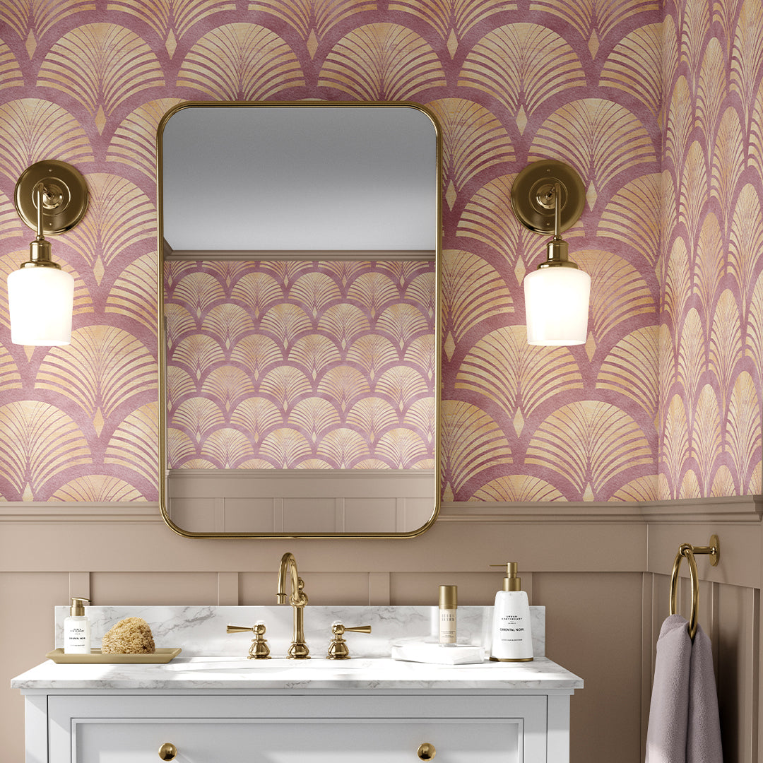 Pink Art Deco Scallops Wallpaper CC181