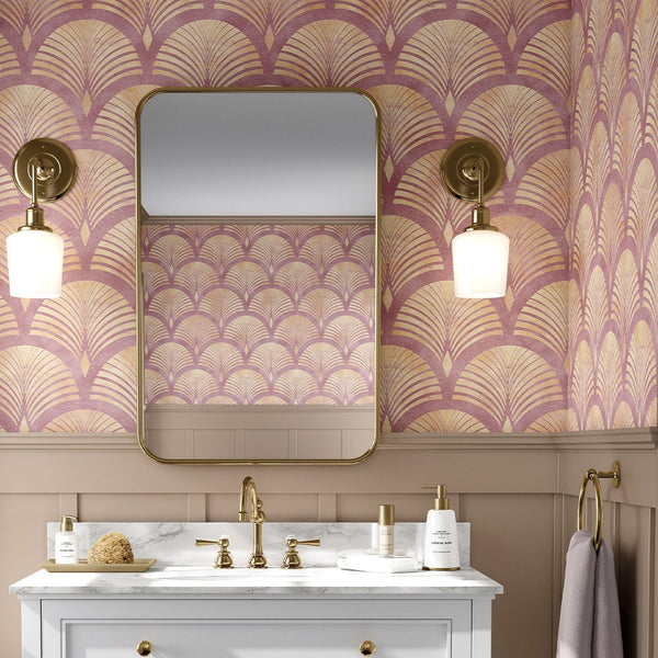 Pink Art Deco Scallops Wallpaper CC181 - CostaCover - Peel and stick Removable Wallpaper - 