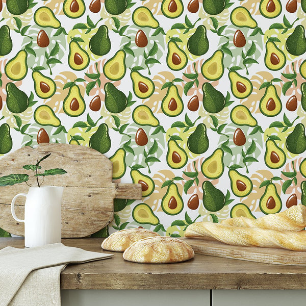 Yellow Green Avocado Wallpaper CC233 - CostaCover - Peel and stick Removable Wallpaper - Banana leaves wallpaper - botanical - colorful wallpaper