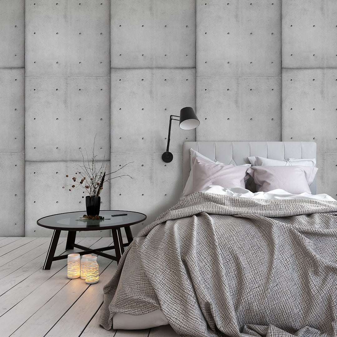Gray Concrete Slab Wall Mural with industrial stone texture