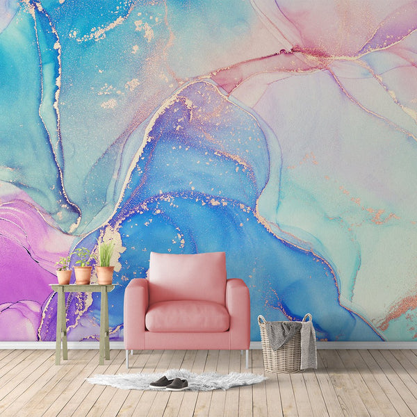 Pink Blue Purple Watercolor ink Wall Mural CCM068 - CostaCover - Peel and stick Removable Wallpaper - 3d wall murals - 3d wall painting - Abstract