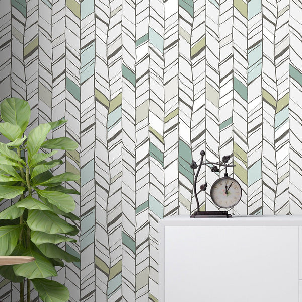 Herringbone Chevron Wallpaper CC197 - CostaCover - Peel and stick Removable Wallpaper - adhesive wallpaper - arrow feather - Backsplash panels