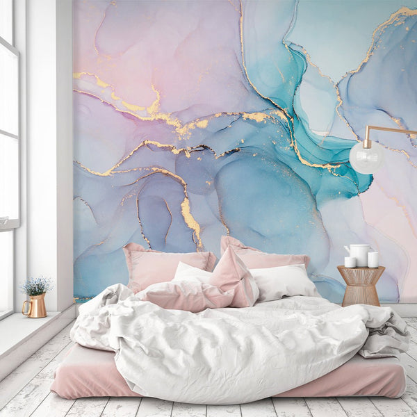 Blue Pink Purple Watercolor Ink Wall Mural CCM060 - CostaCover - Peel and stick Removable Wallpaper - accent wallpaper - adhesive wallpaper - alcohol ink print