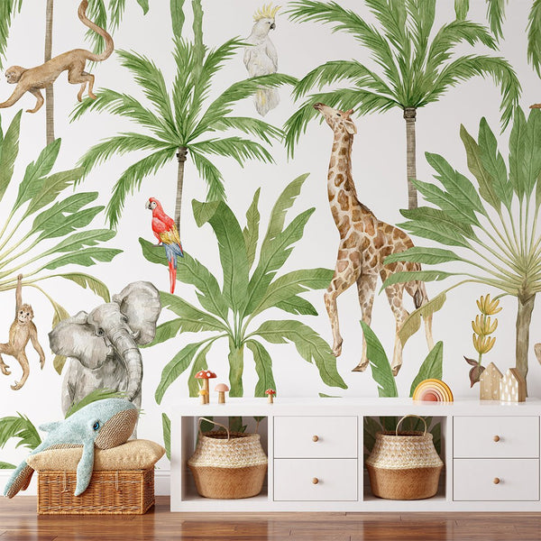 Animal Safari Wall Mural CCM066 - CostaCover - Peel and stick Removable Wallpaper - accent wallpaper - adhesive wallpaper - animal print