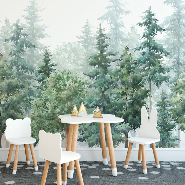 Watercolor Fairy Forest Wall Mural CCM045 - CostaCover - Peel and stick Removable Wallpaper - accent wallpaper - adhesive wallpaper - adhesive wallpaper design