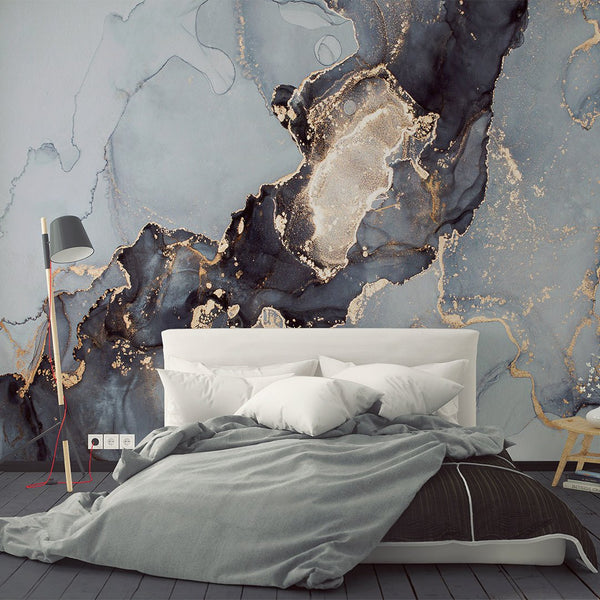 Gray & Black Watercolor ink Wall Mural CCM041 - CostaCover - Peel and stick Removable Wallpaper - 3d wall murals - accent wallpaper - adhesive wallpaper
