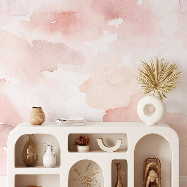 Pink Watercolor Painting Wall Mural CCM104 - CostaCover - Peel and stick Removable Wallpaper - 3d wall painting - Abstract - abstract wallpaper