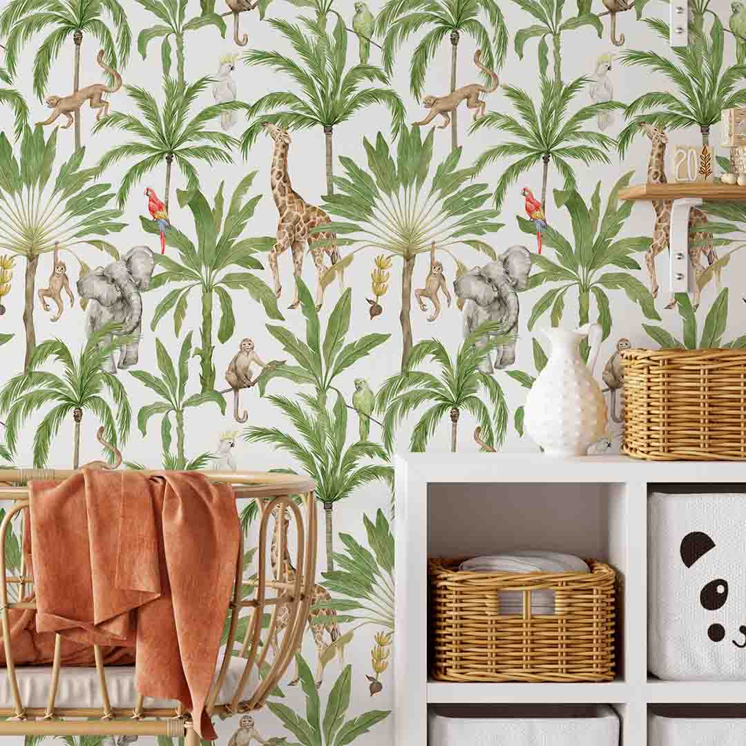 Tropical Animals & Palms Wallpaper CC257