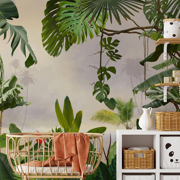 Jungle Tropical Wall Mural CCM062 - CostaCover - Peel and stick Removable Wallpaper - 3d wall murals - adhesive wallpaper - baby bedroom