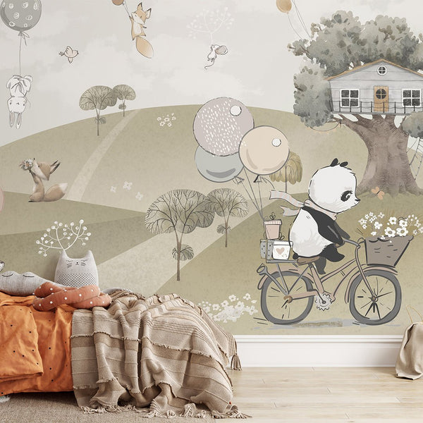 Air Balloons & Animals Wall Mural CCM089 - CostaCover - Peel and stick Removable Wallpaper - 3d wall murals - accent wallpaper - adhesive wallpaper