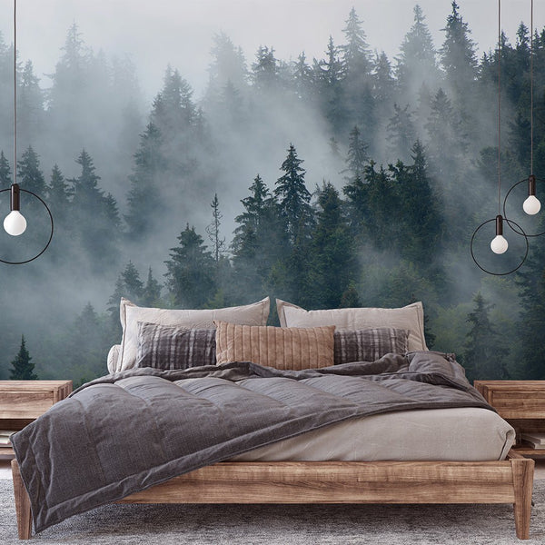 Misty Foggy Forest Wall Mural CCM033 - CostaCover - Peel and stick Removable Wallpaper - accent wallpaper - adhesive wallpaper - adhesive wallpaper design
