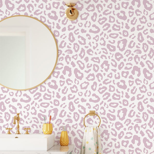 Pink Leopard Spots Wallpaper CC221 - CostaCover - Peel and stick Removable Wallpaper - animal print - Animal print wallpaper - bedroom interior