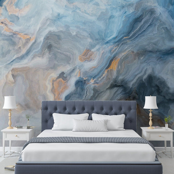 Blue & Gray Marble Texture Wall Mural CCM054 - CostaCover - Peel and stick Removable Wallpaper - 3d wall murals - 3d wall painting - Abstract