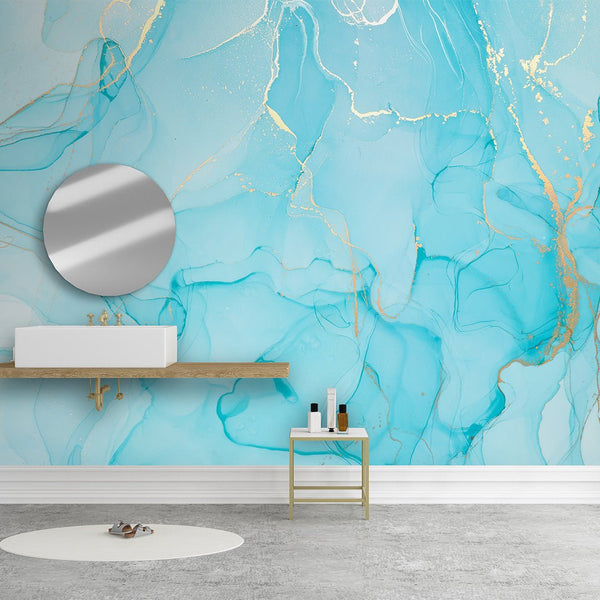 Light Blue Watercolor Ink Wall Mural CCM055 - CostaCover - Peel and stick Removable Wallpaper - 3d wall painting - abstract wallpaper - adhesive wallpaper