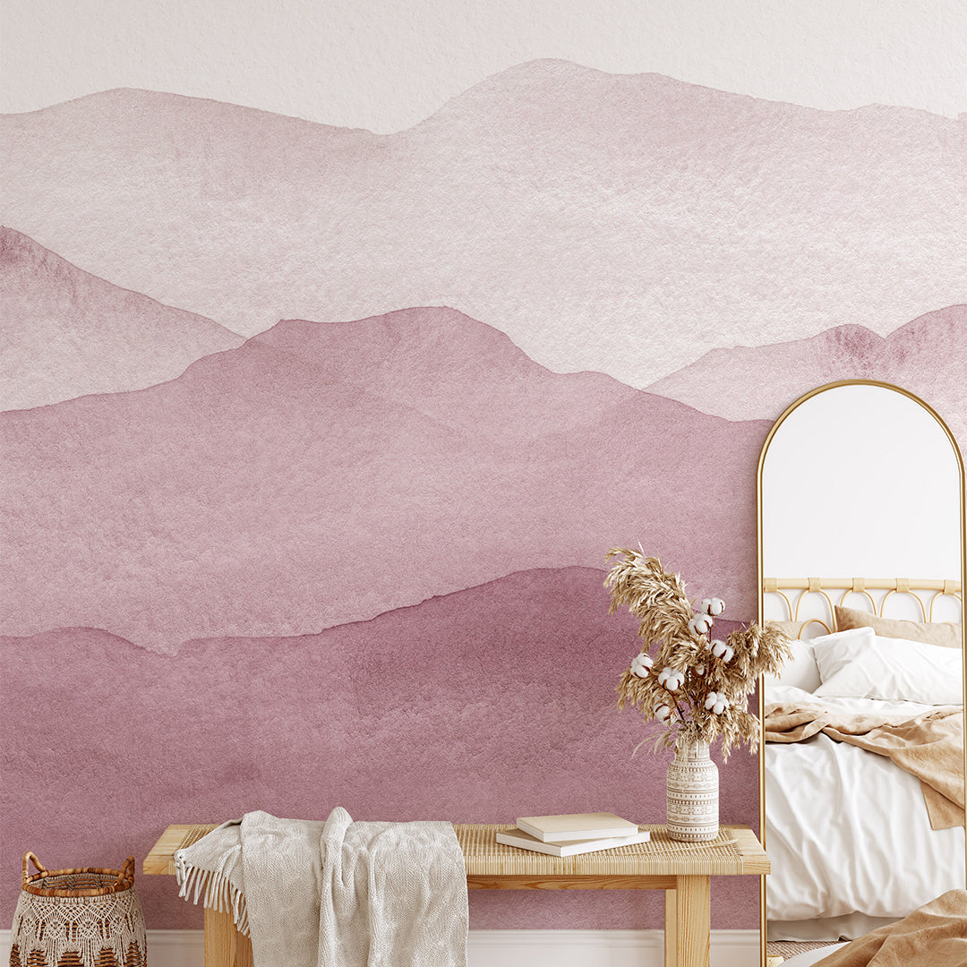Watercolor Abstract Mountains Mural Boho Style Self Adhesive Wall Decal CCM063
