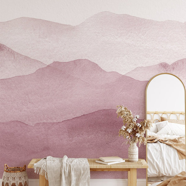Purple Watercolor Mountains Wall Mural CCM063 - CostaCover - Peel and stick Removable Wallpaper - Abstract - abstract wall art - abstract wallpaper