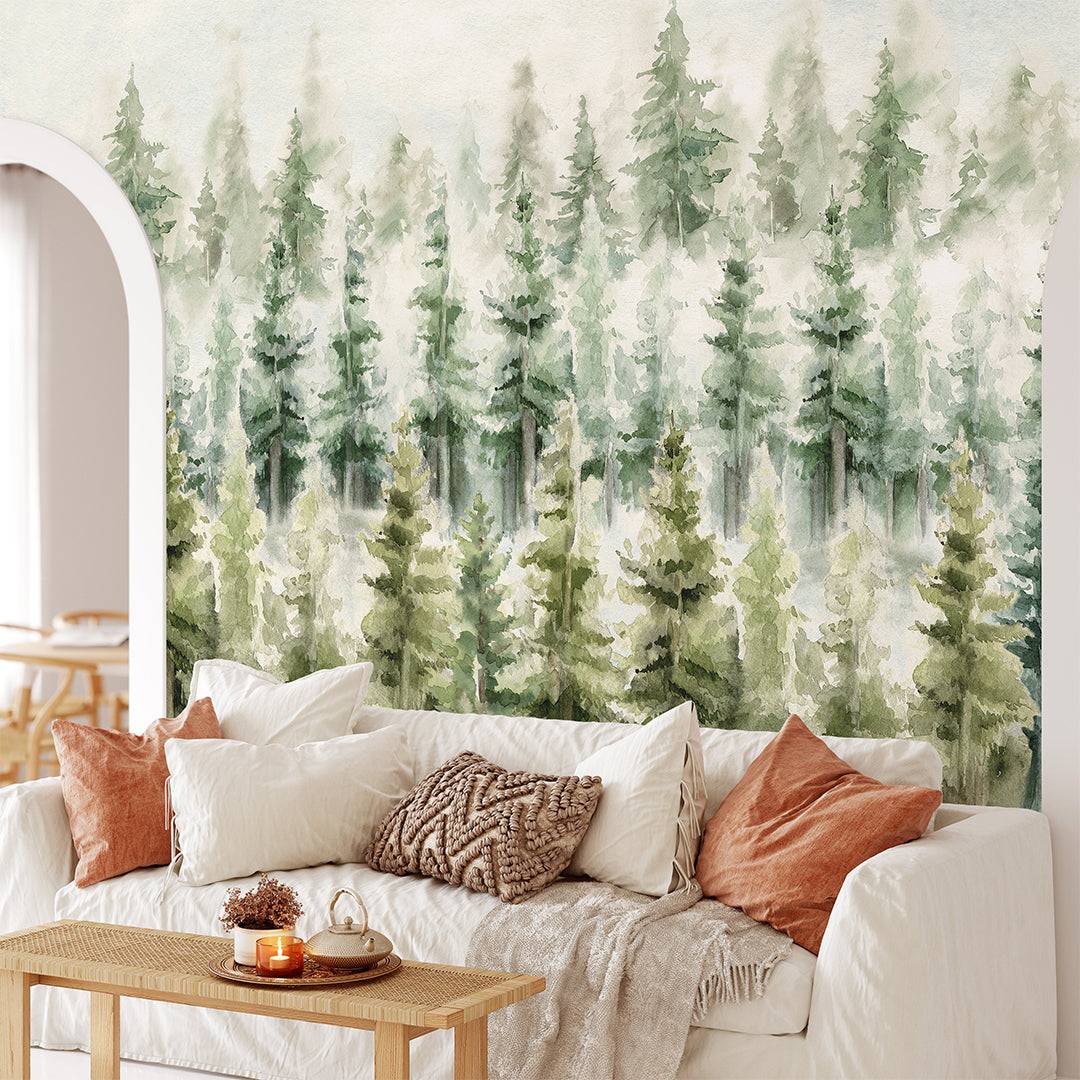 Watercolor Woodland Scenic Wall Mural CCM113