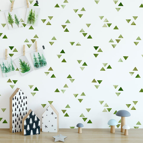 Minimalistic Green Triangle Wallpaper CC263 - CostaCover - Peel and stick Removable Wallpaper - abstract wallpaper - accent wallpaper - adhesive wallpaper