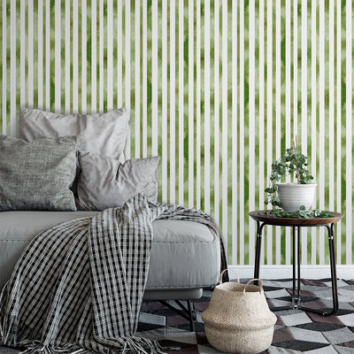Green Watercolor Vertical Lines Wallpaper Self Adhesive CC264
